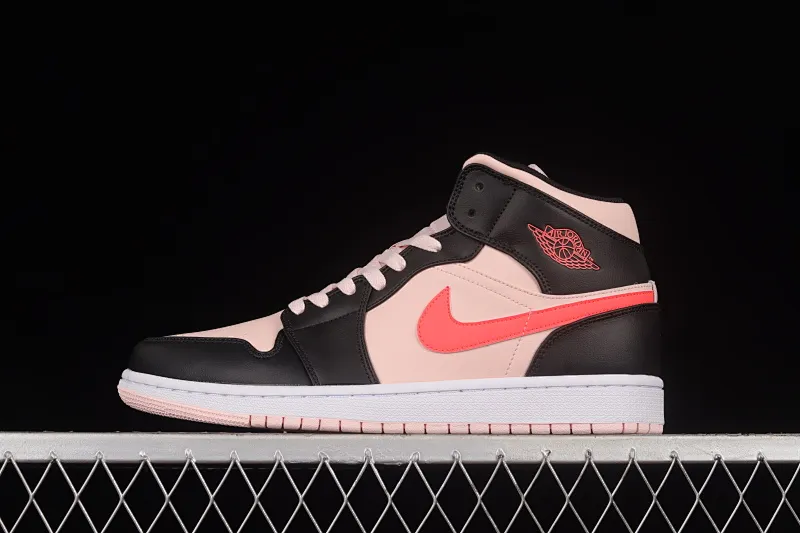 All categories Air Jordan Jordan series basketball shoes Air Jordan 1 Mid Air Jordan 1 Mid AJ1 Joe 1 black powder mid-top retro basketball shoes 554725-604